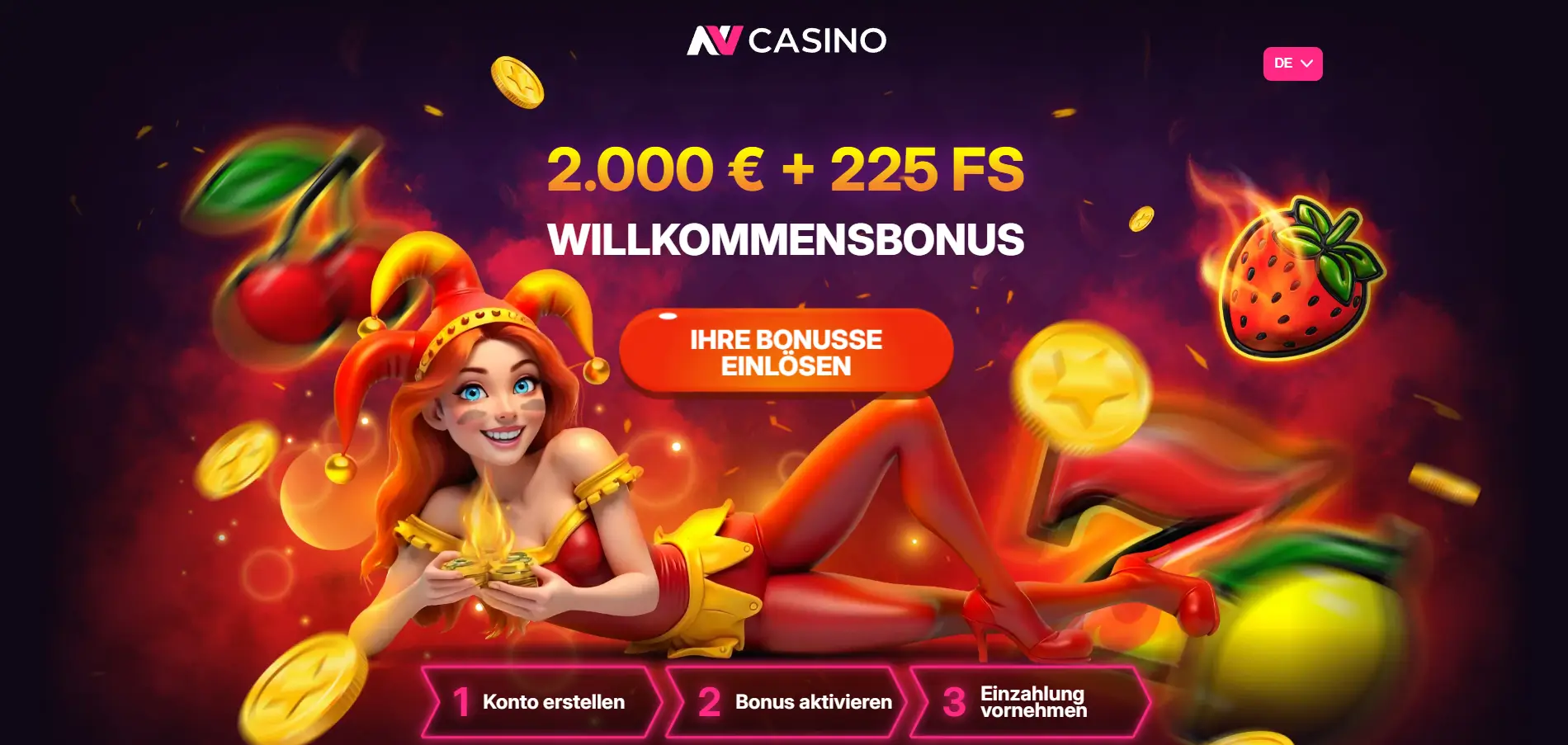 NV Casino Willkommensbonus – bis zu 2.000 € + 225 Freispiele